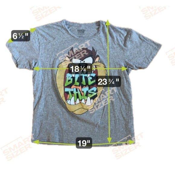 Taz T Shirt Bite This Graphic Gray Short Sleeve Shirt Large Looney Tunes - Picture 5 of 5